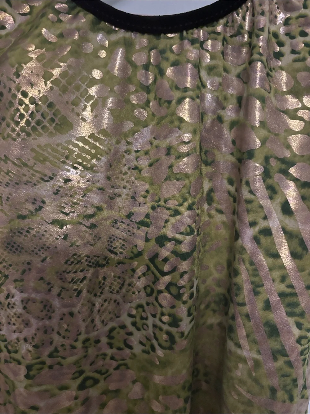 Gymnastics GK Metallic Green Animal-Print Leotard